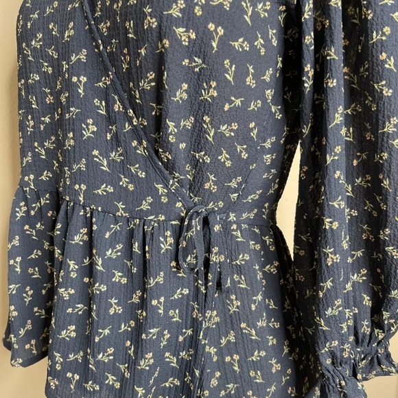 Puff-Sleeve Peplum Wrap Top in Spring Fling XS - Picture 9 of 9